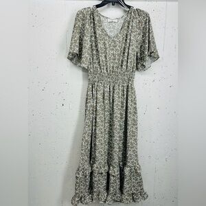 Carly Jean Los Carly Jean Los Angeles Size Medium Noel Taupe Floral Midi Dress